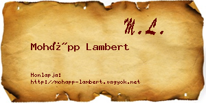 Mohápp Lambert névjegykártya